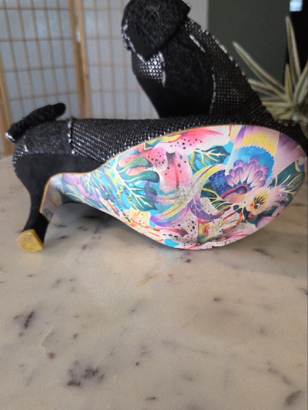 Irregular Choice | Black Glitter Lace Bow Mid-Heel Pumps Sz9 - Picture 3 of 9